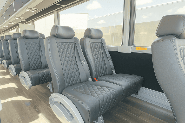 interior of Las Cruces Shuttle Bus Rentals charter bus